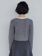 Frilly cable knit cardigan グレー size:M model:161cm 富樫かなえ