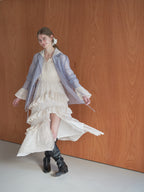 Ribbon sheer jacket グレー size:M model:174cm LERA