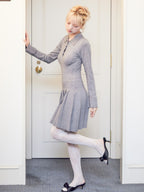 Low waist pleated glitter knit dress グレー size:M model:163cm MINAMI