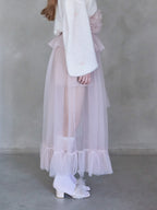 Frill tulle skirt & shorts set ピンク size:M model:173cm ALINA
