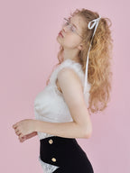 Fur shoulder satin camisole ホワイト size:M model:173cm Olesia