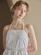 Lily embroidered apron long dress ホワイト size:M model:175cm MARTA