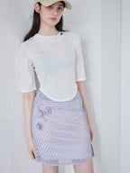 Rose crochet mini skirt サックス size:M model:170cm ALICE