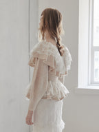 Shiny lace frill knit top ベージュ size:M model:173cm DASHA.G