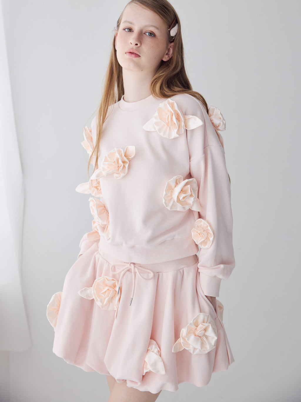 Many rose sweat balloon skirt ピンク size:M model:173cm ALINA