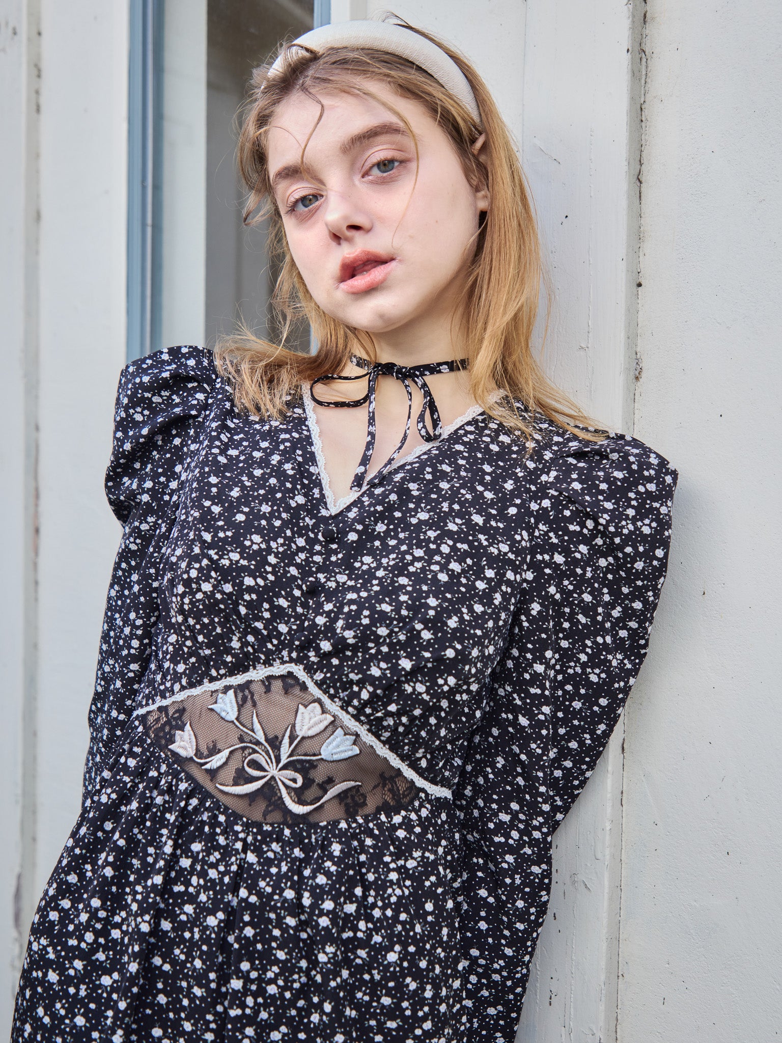 Tulip embroidered dress ブラック size:M model:174cm KATERYNA