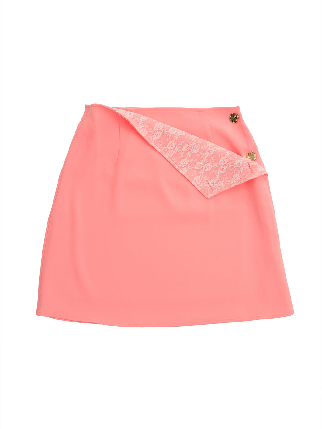 Lace lined mini skirt ピンク