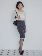 Fur trimmed sheer top クリーム size:M model:161cm 富樫かなえ