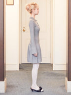 Low waist pleated glitter knit dress グレー size:M model:163cm MINAMI