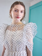 Dot organdy dress ホワイト size:M model:171cm ANIUTA