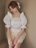 Sheer jacquard off shoulder blouse ホワイト size:M model:175cm MARTA