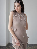 Rose knit hoodie dress モカ size:M model:172cm GINEVRA