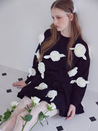 Many rose sweat top ブラック size:M model:173cm ALINA