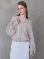 Many rose embroidery cardigan モカ size:M model:173cm ALINA