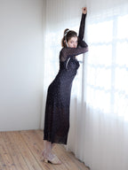 Tulle print dress & bra ブラック size:M model:174cm KATERYNA