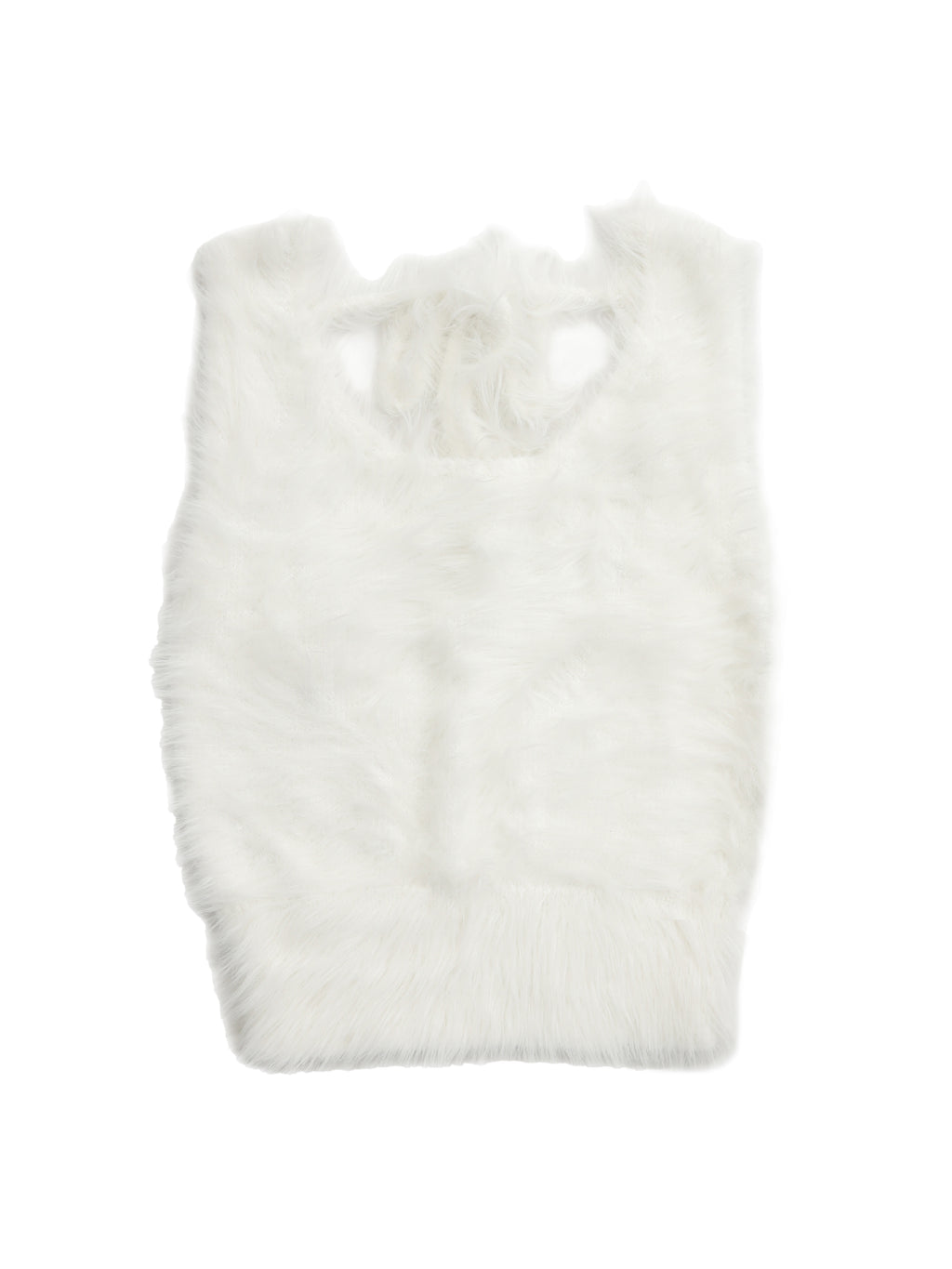 Back open shaggy knit tank top ホワイト
