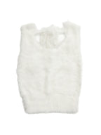 Back open shaggy knit tank top ホワイト