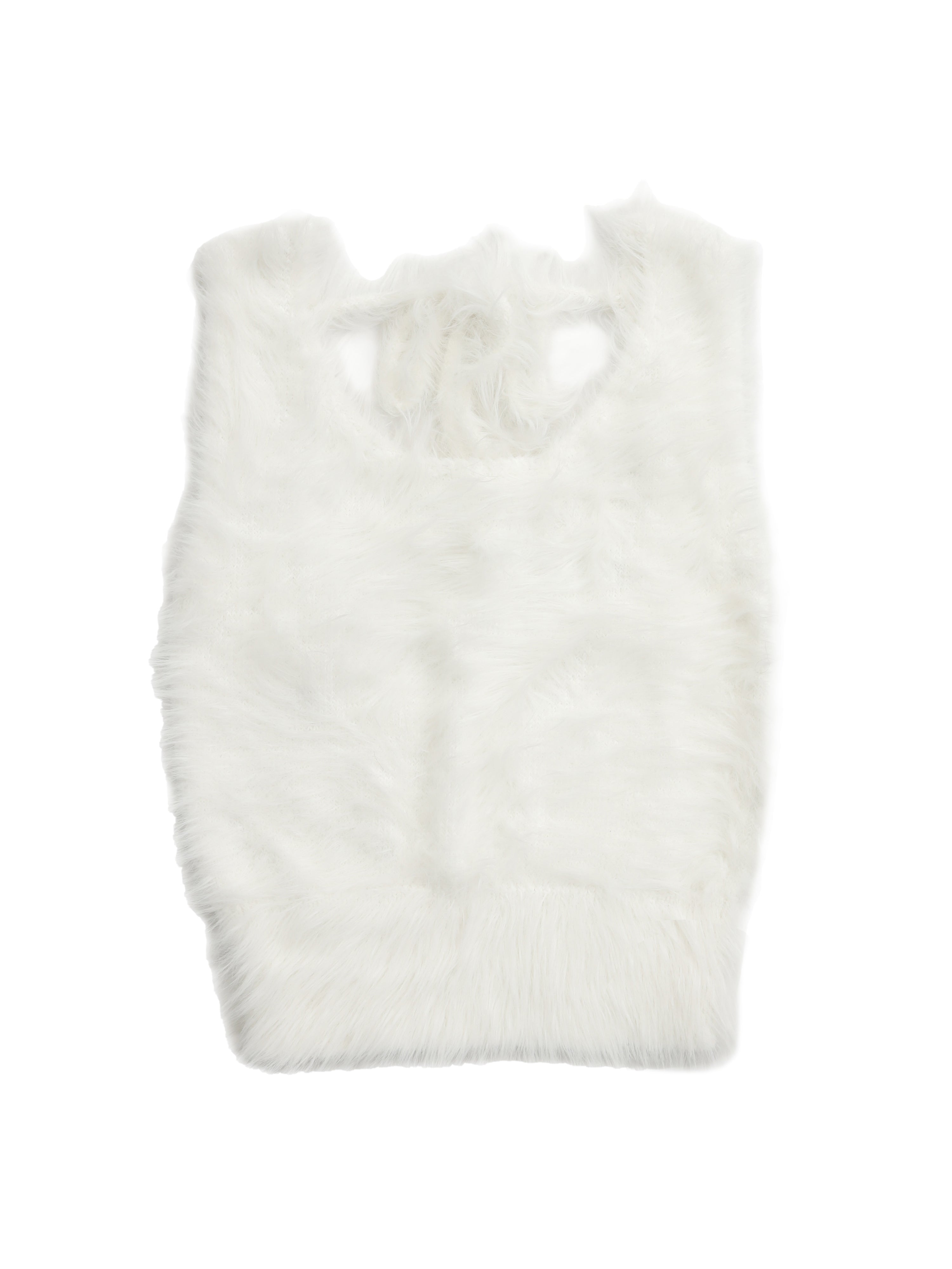 Back open shaggy knit tank top ホワイト