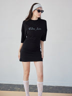 Logo T-shirt dress ブラック size:M model:172cm GINEVRA