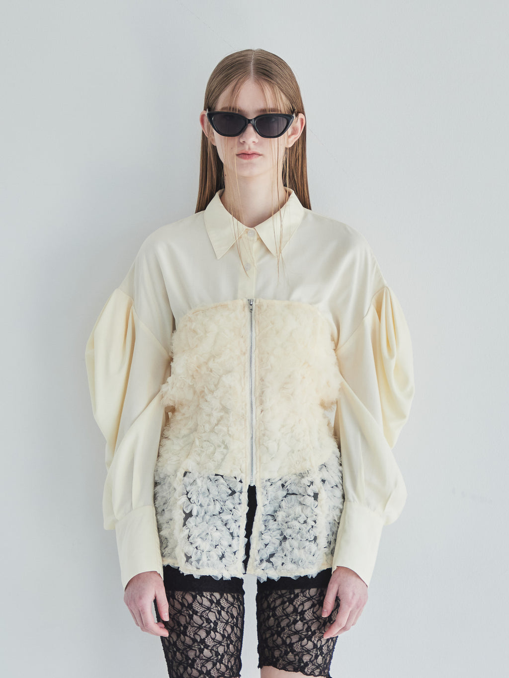 Tulle bare top & shirt set イエロー size:M model:174cm LERA