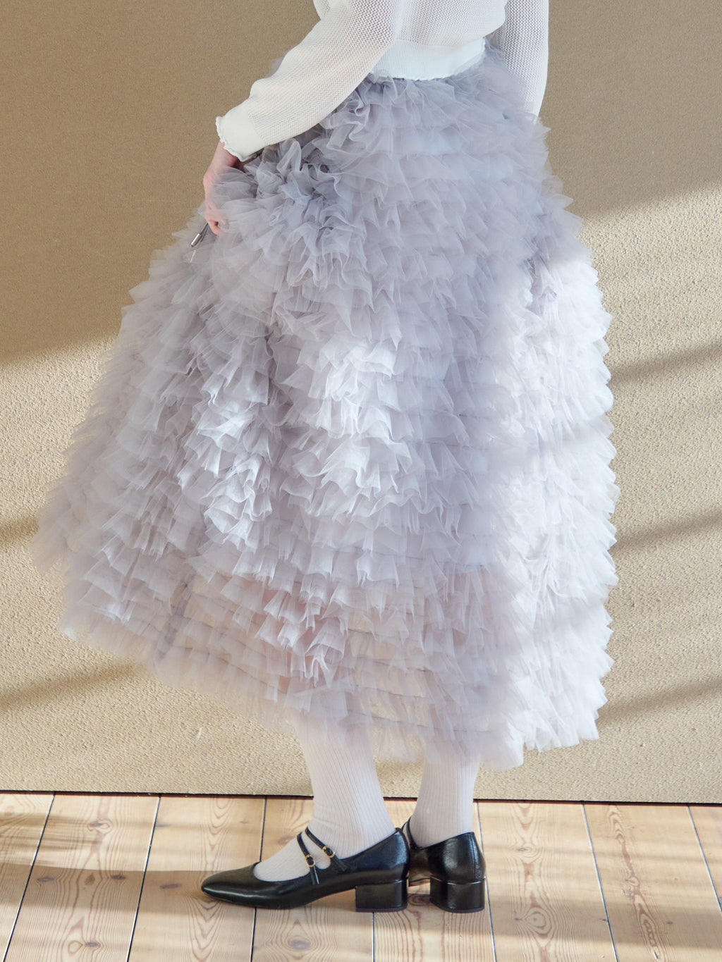 Tulle tiered volume skirt グレー size:M model:174cm KATERYNA