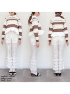 Frill tulle print pants アイボリー