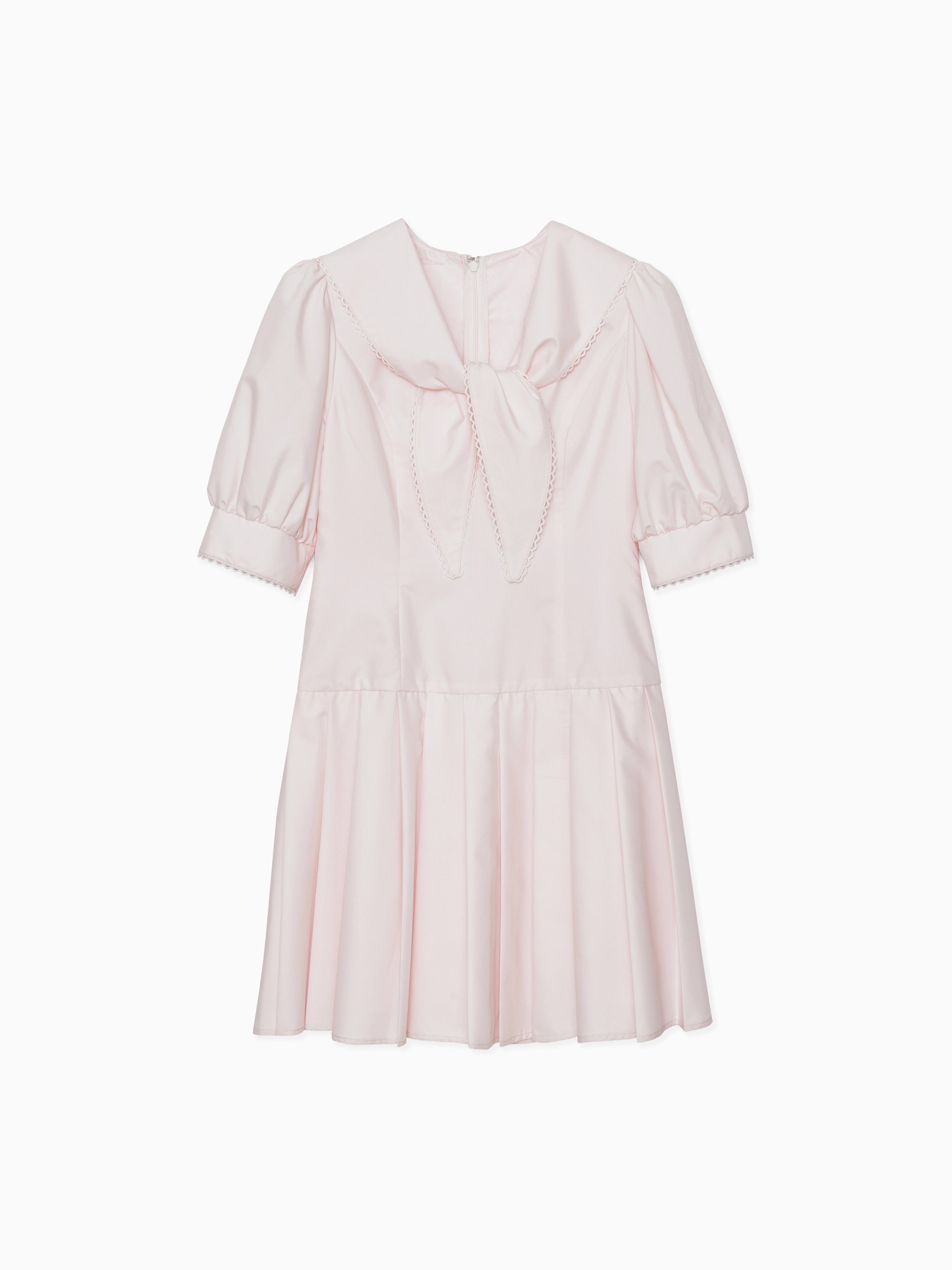 Low waist pleated mini dress ピンク