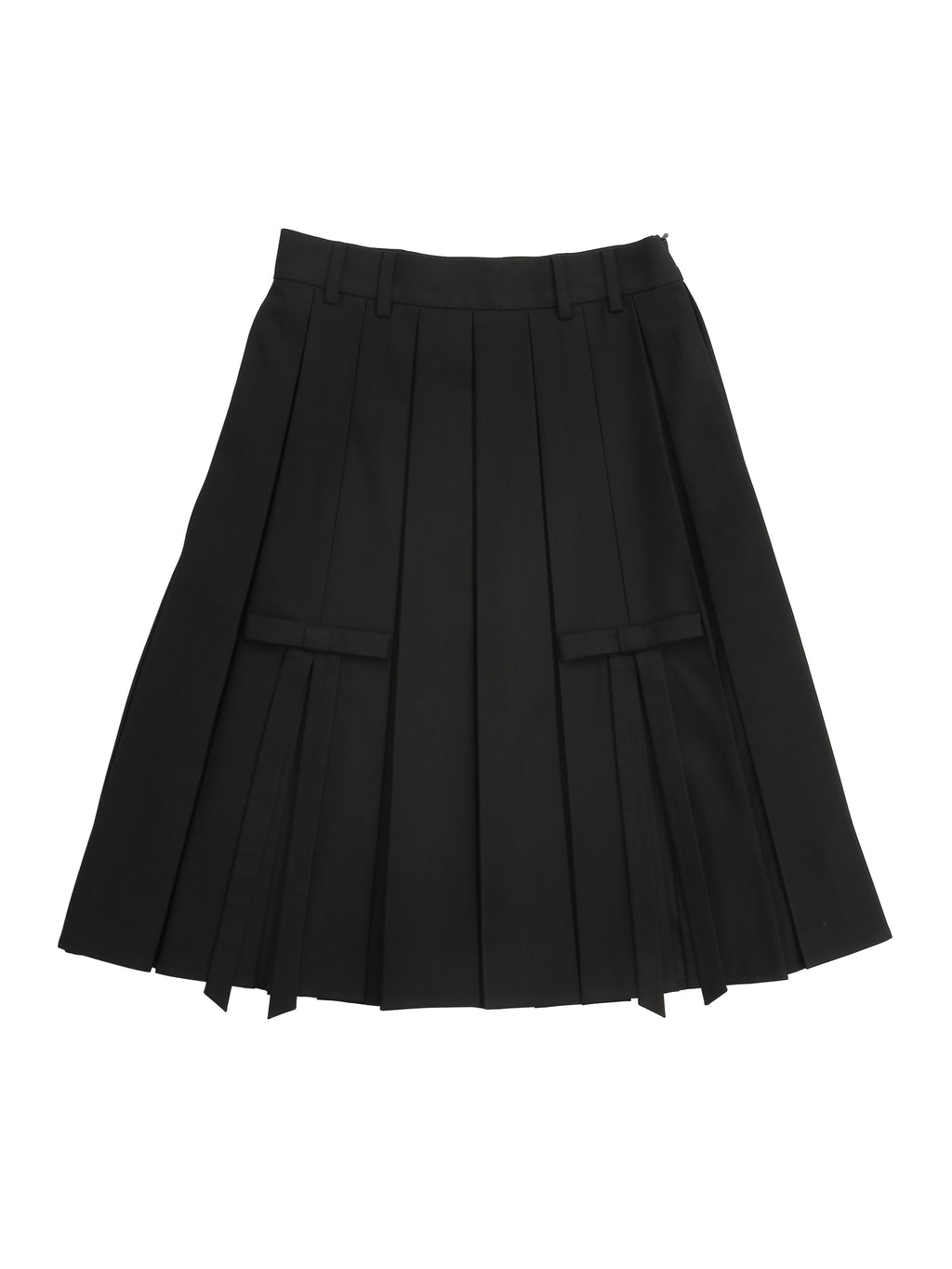 Ribbon slit pleated skirt ブラック