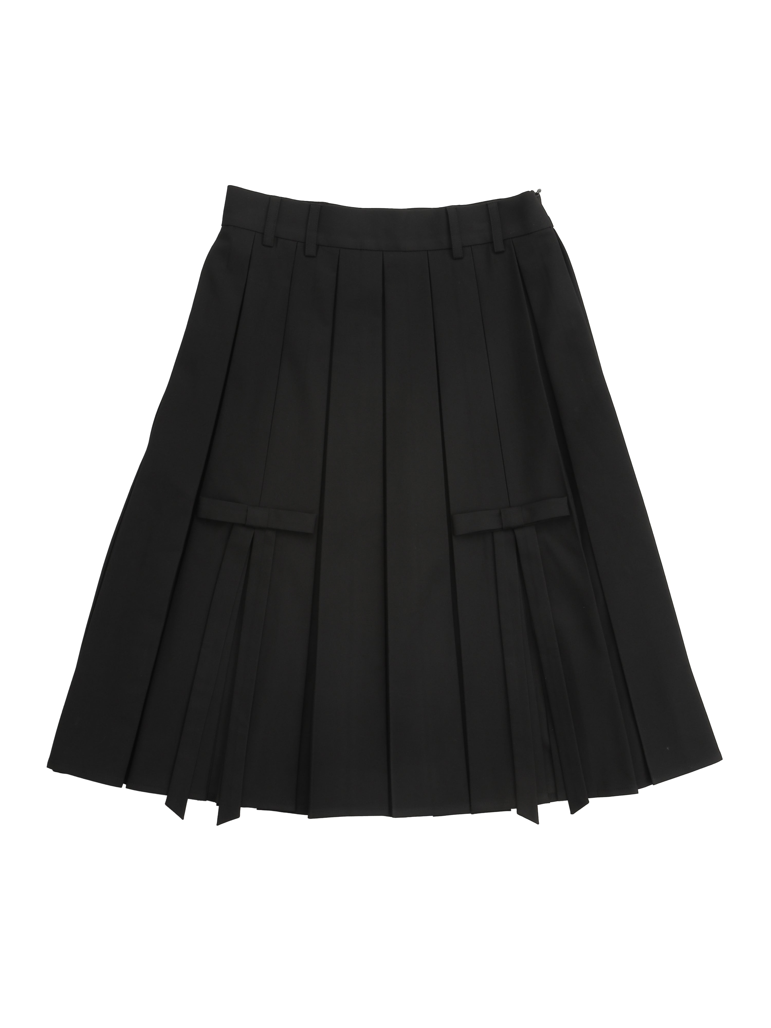 Ribbon slit pleated skirt ブラック