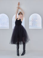 Volume tulle skirt tank dress ブラック size:M model:173cm Olesia