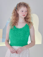 Back open shaggy knit tank top グリーン size:M model:173cm Olesia