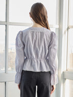Front ribbon blouse グレー size:M model:171cm ANIUTA