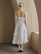 Lily embroidered apron long dress ホワイト size:M model:175cm MARTA