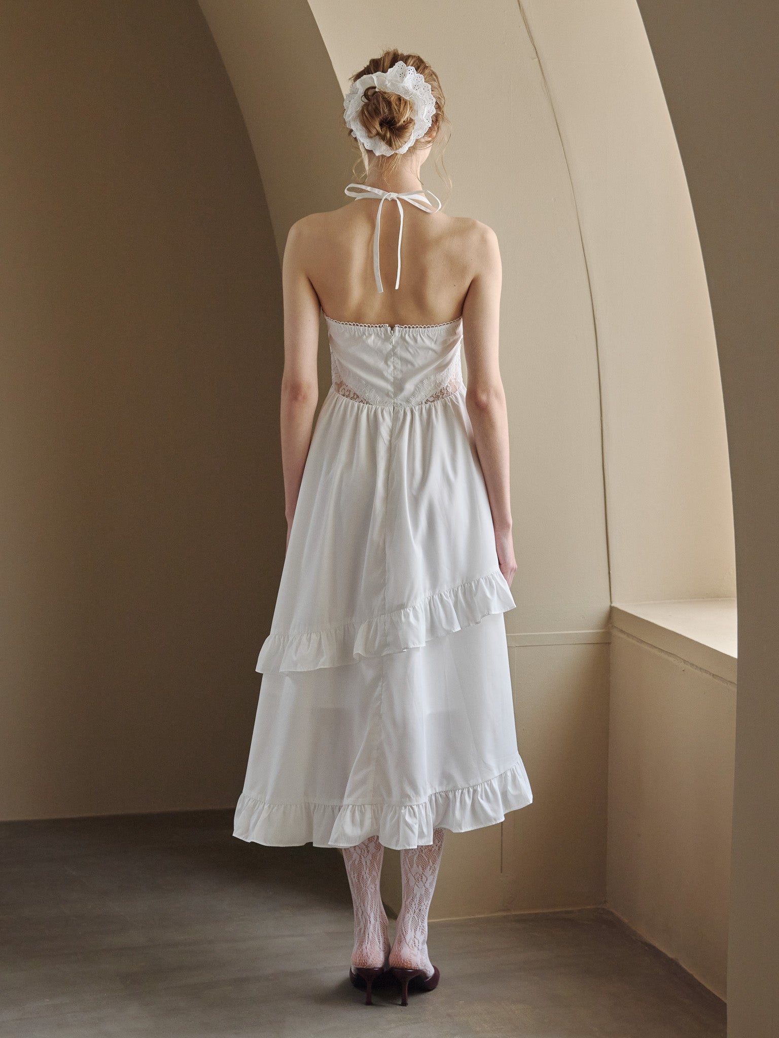 Lily embroidered apron long dress ホワイト size:M model:175cm MARTA