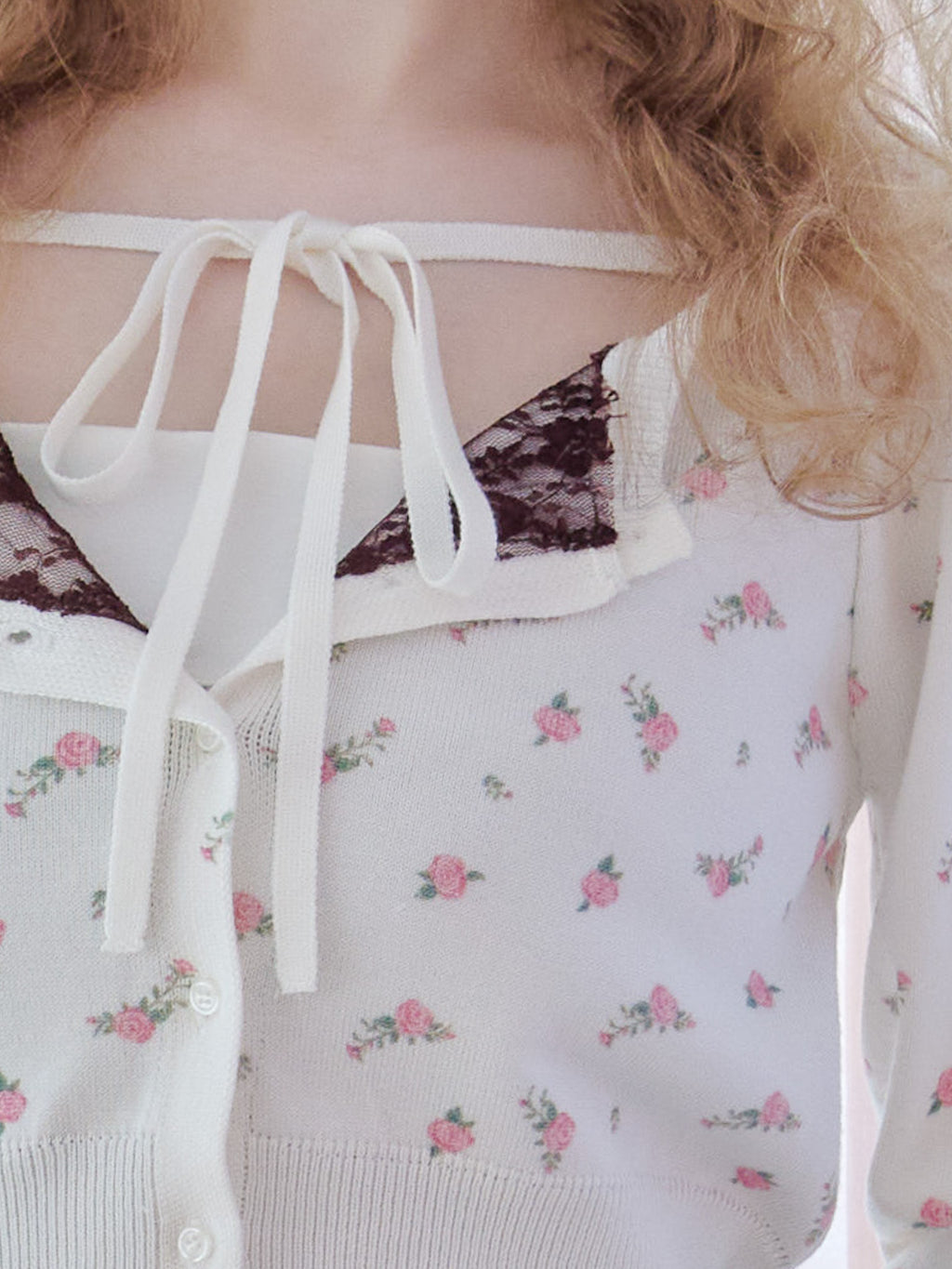 Lace lined cardigan ホワイト size:M model:173cm Olesia