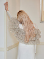 Dot tulle ruffle & knit top set ベージュ size:M model:163cm MINAMI
