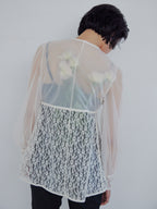 Rose sheer blouse アイボリー size:M model:161cm 富樫かなえ