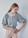 Lace collar puff sleeve cardigan グレー size:M model:171cm ANIUTA