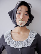 Lace trimmed tailored blouse グレー size:M model:161cm 富樫かなえ