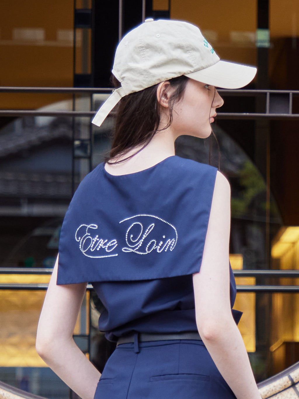 Rhinestone logo sailor collar shirt ネイビー size:M model:170cm ALICE