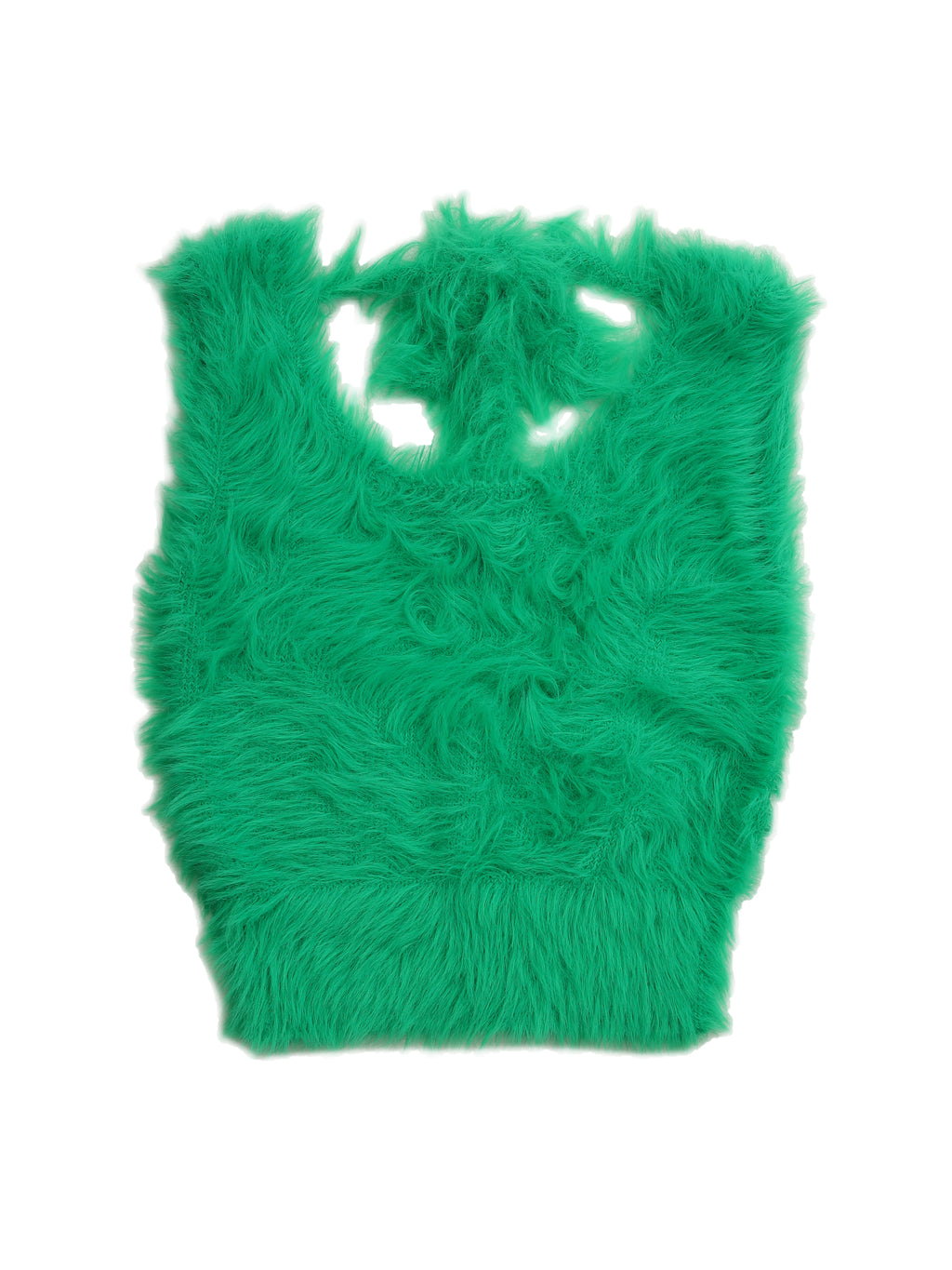 Back open shaggy knit tank top グリーン