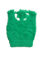 Back open shaggy knit tank top グリーン