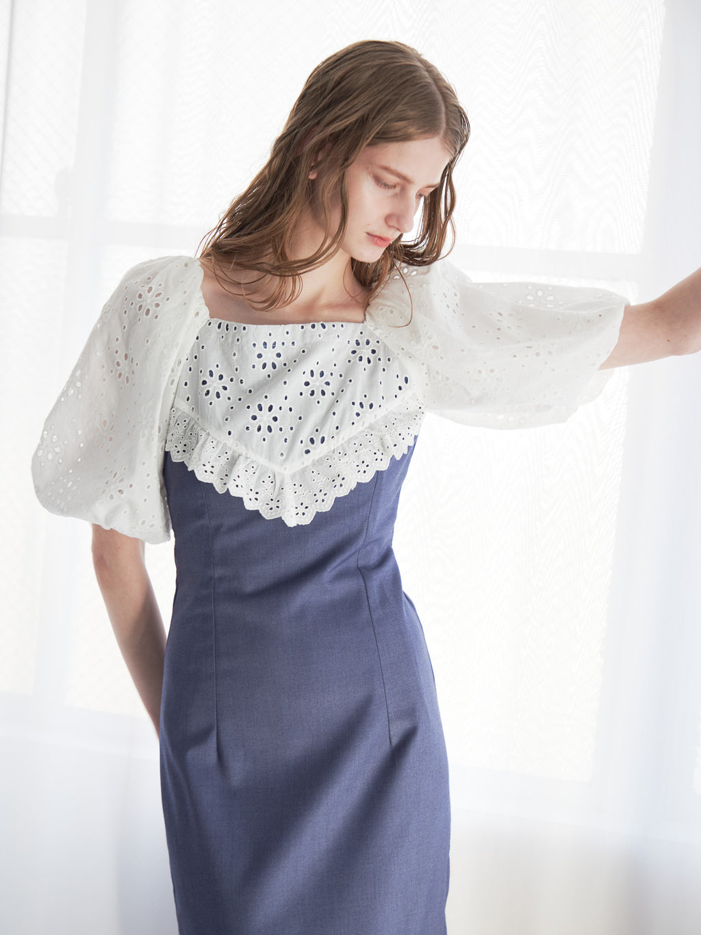 embroidered scarf dress ブルー size:M model:174cm LERA