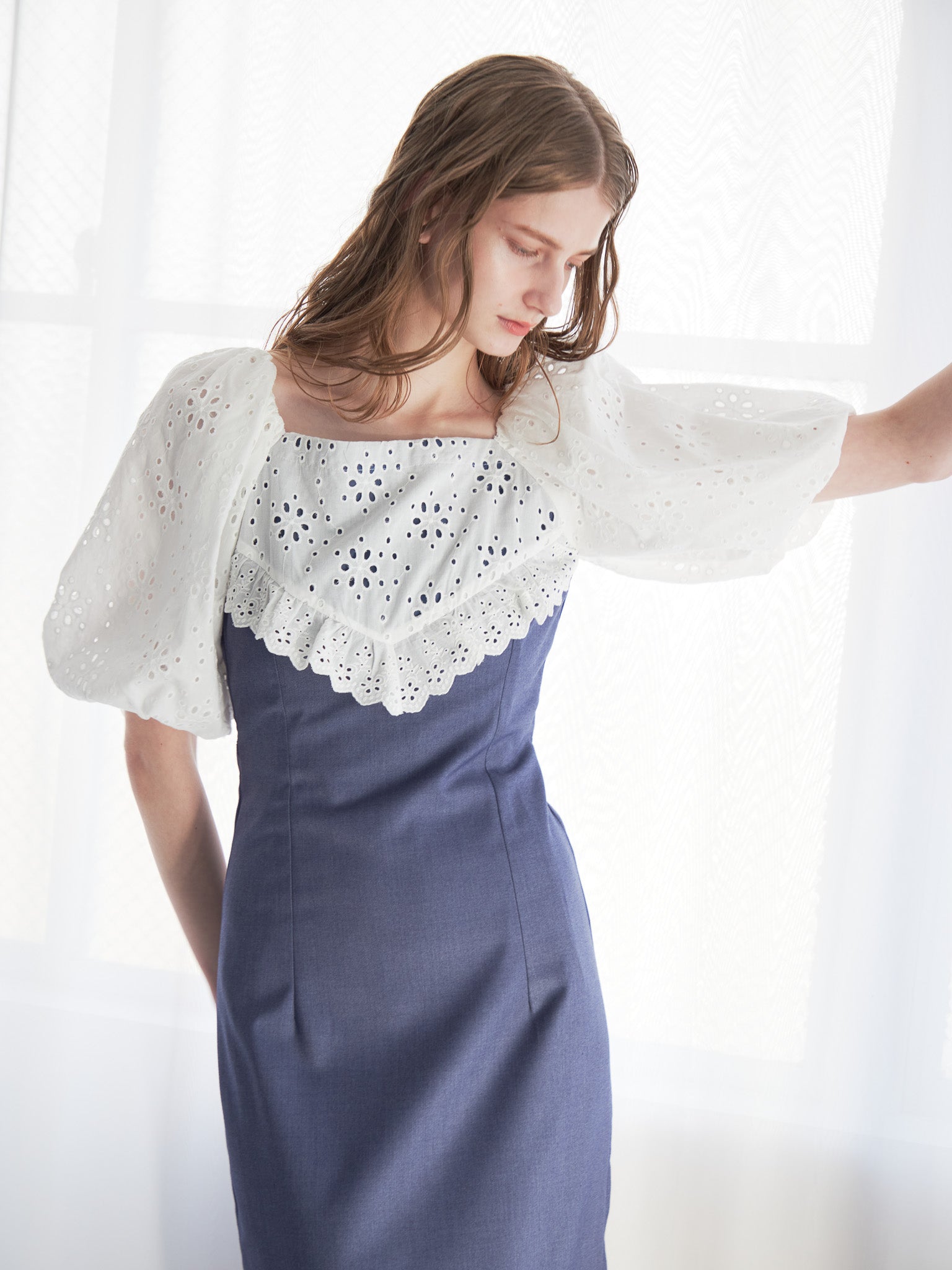 embroidered scarf dress ブルー size:M model:174cm LERA