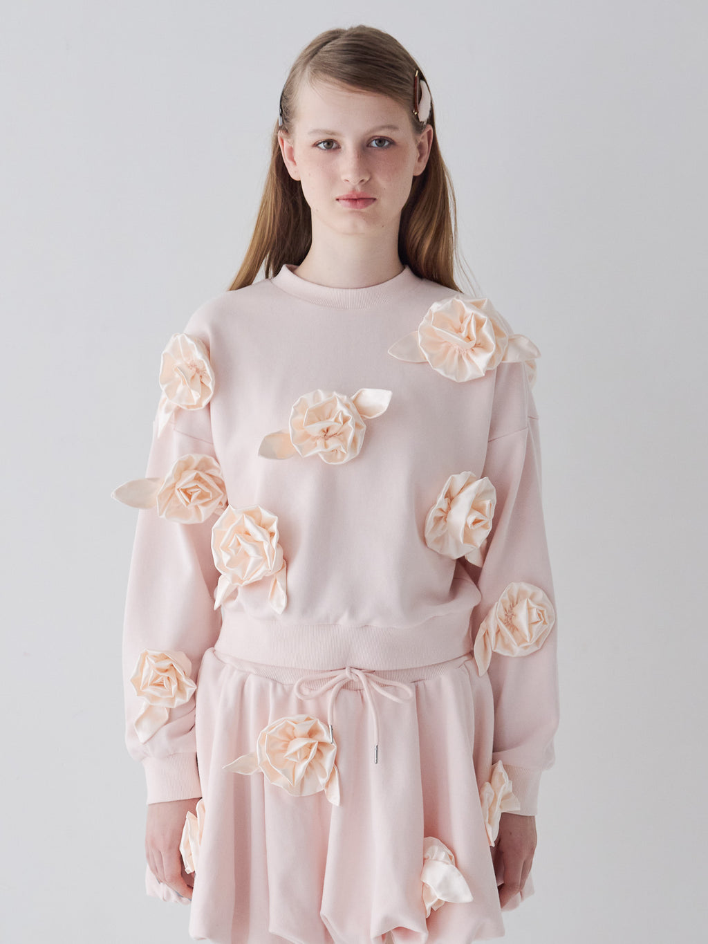 Many rose sweat top ピンク size:M model:173cm ALINA