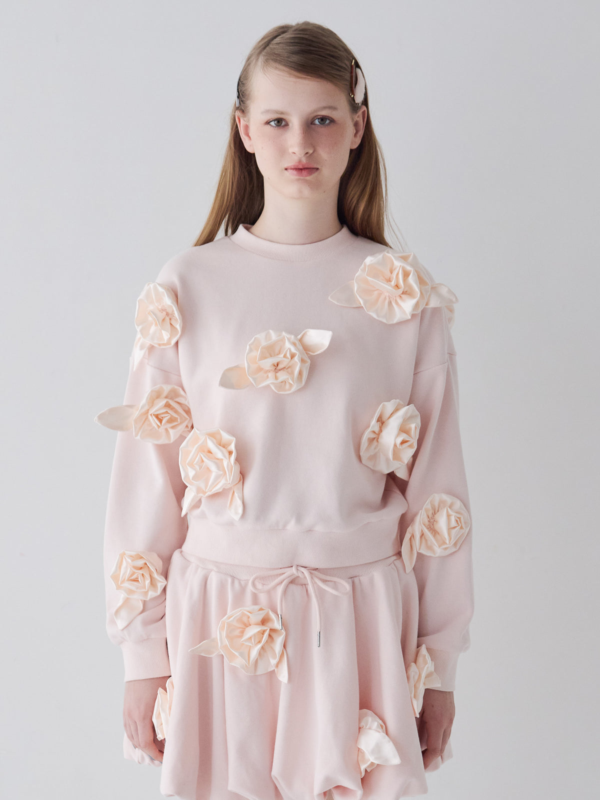 Many rose sweat top ピンク size:M model:173cm ALINA