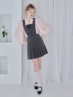 Rose pleated apron dress グレー size:M model:173cm Olesia