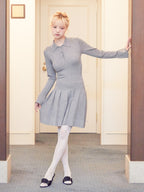 Low waist pleated glitter knit dress グレー size:M model:163cm MINAMI