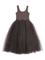 Volume tulle skirt tank dress ブラウン
