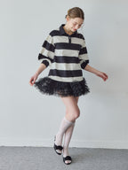 Rugby shirt and frill pants skirt ブラック size:M model:171cm ANIUTA